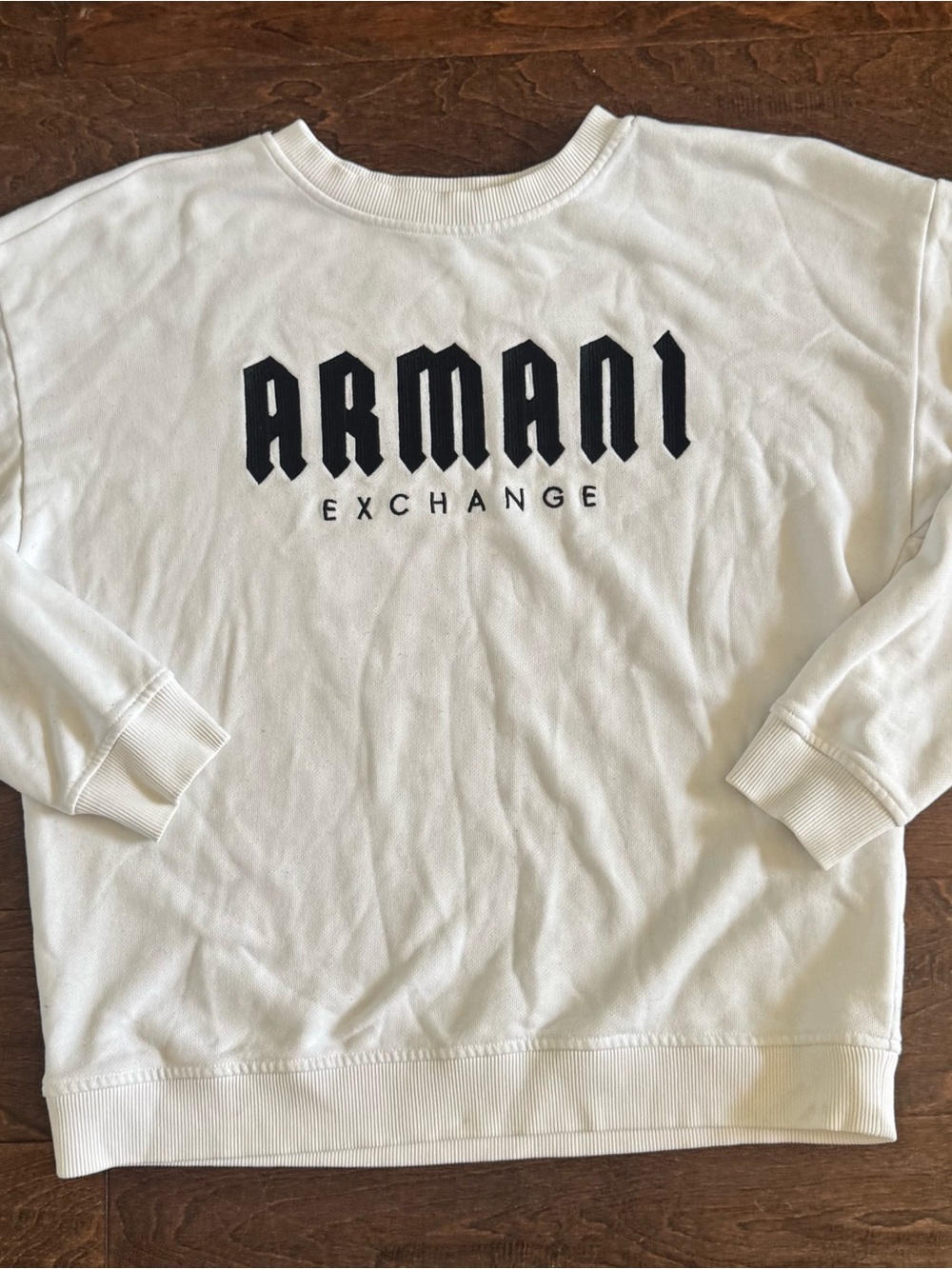 Armani Exchange White Crewneck Sweatshirt with Black Logo